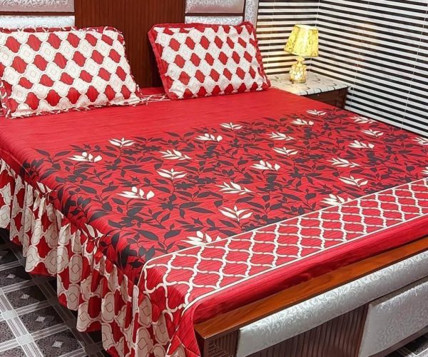 3 piece stiched 2 sided frill bedsheets 4