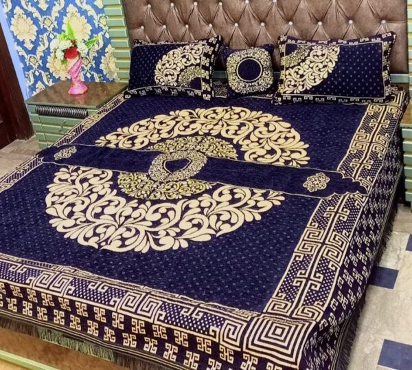 New Design 4PC Set Velvet Jacquard Bed Sheet - Image 18