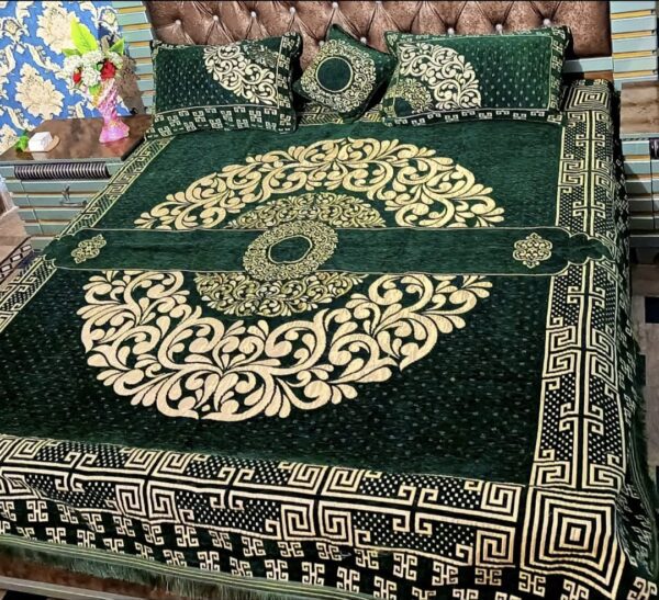 New Design 4PC Set Velvet Jacquard Bed Sheet - Image 15