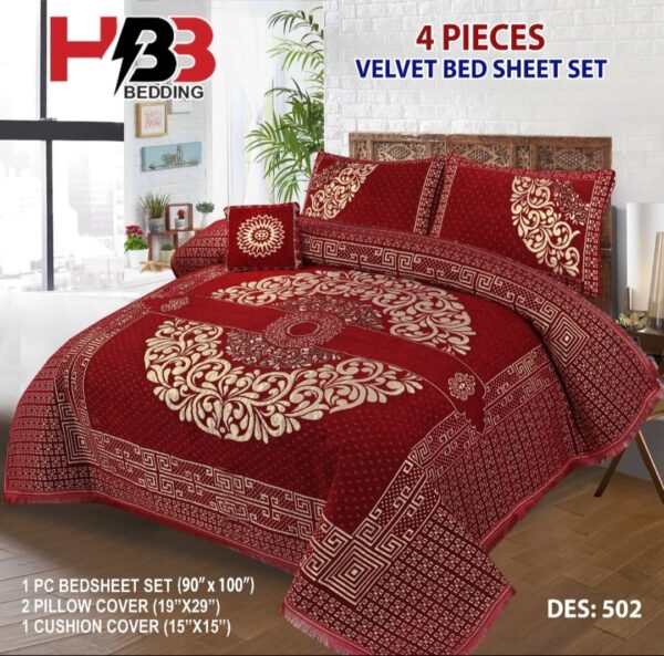 New Design 4PC Set Velvet Jacquard Bed Sheet