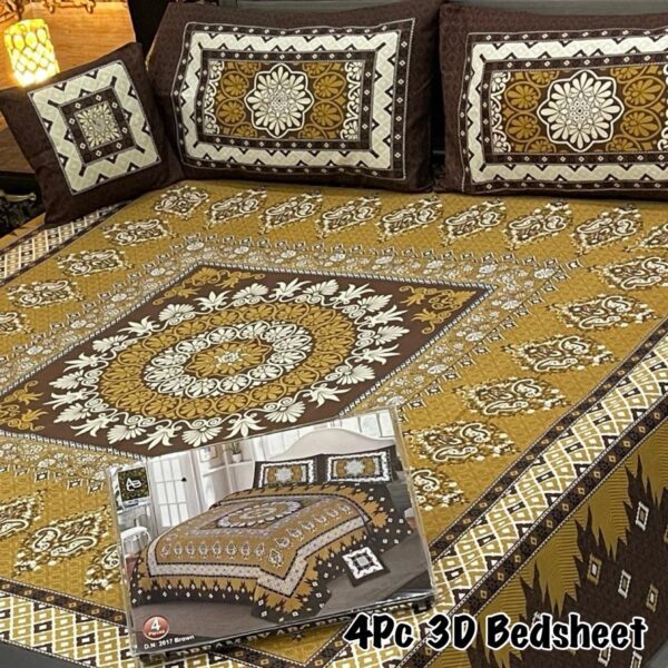 4Pc 3D Panel Bedsheet Orange