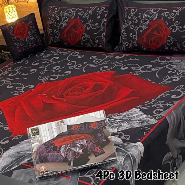 4Pc 3D Panel Bedsheet White