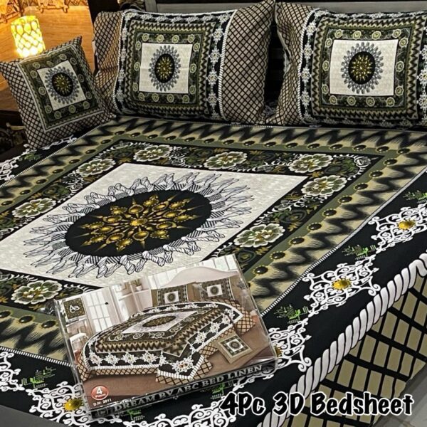 4Pc 3D Panel Bedsheet Camel