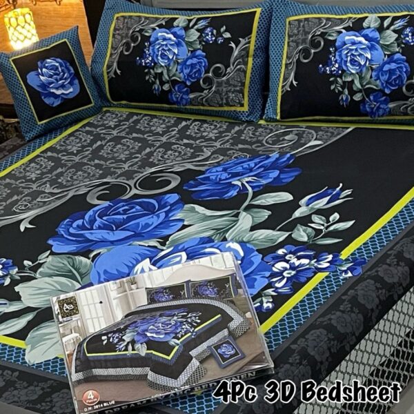 4Pc 3D Panel Bedsheet White