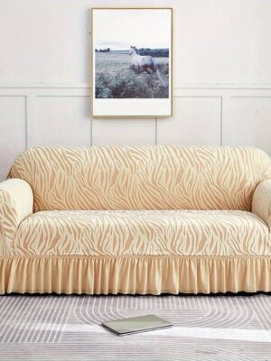 Zebra Velvet Sofa Covers (Golden) Jersey Fitted Sofa Cover